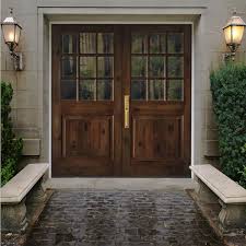 Krosswood Doors 72 In X 80 In Craftsman Knotty Alder 9 Lite Clear Glass Unfinished Wood Right Active Inswing Double Prehung Front Door