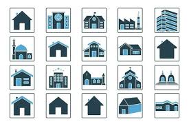 Building Set Icon Contains House Icon