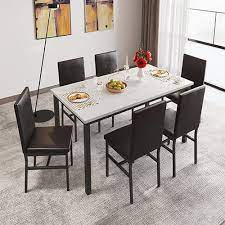 7 Piece Kitchen Dining Table Chair