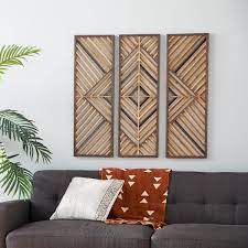 Brown Wood Contemporary Wall Decor Set