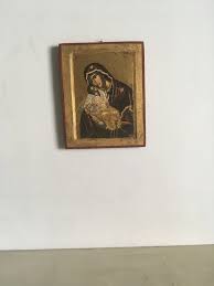 Greek Icon On Wooden Canvas