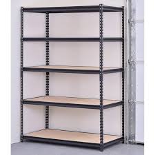 Muscle Rack 5 Tier Heavy Duty Steel Garage Storage Shelving Unit In Black 48 In W X 72 In H X 24 In D