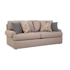 American Furniture Classics Nostalgia Series Putty Fabric Rounded Arm Two Cushion Sofa And 4 Accent Pillows