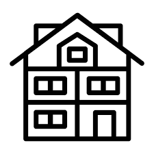 Two Storied House With Garage Line Icon