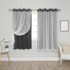 Grey Grommet Overlay Blackout Curtain
