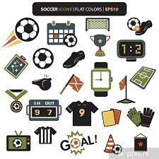 Wall Mural Soccer Icons Colors Pixers