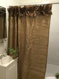 Natural Burlap Shower Curtain With Dark