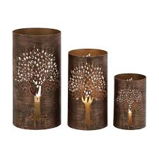 Metal Tree Hurricane Candle Holder Set Of 3