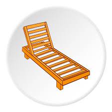 Wooden Chaise Lounge Icon Cartoon Style