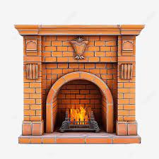 Orange Brick Fireplace Retro Fire Pit