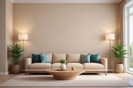 Living Room With Beige Sofa Over The