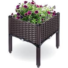 Resin Wicker Elevated Garden Bed