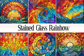 Stained Glass Rainbow Graphic By