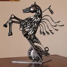 Upcycled Metal Motorcycle Horse