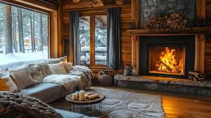 Cozy Living Room With A Fireplace And A
