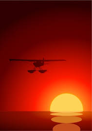 Sunset Painting Airplane Icon Dark Red