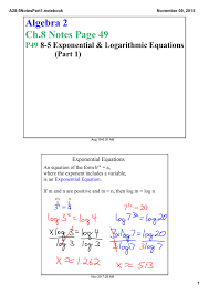 Algebra 2 Ch 8 Notes Page 49 P49 85