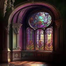 A Stained Glass Window In A Room With A