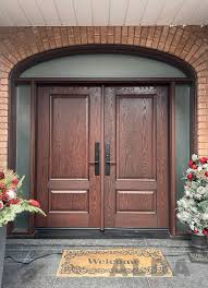 Brown Fiberglass Double Entry Door With