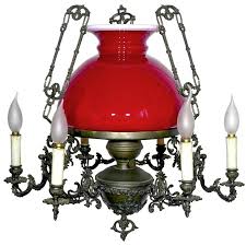 Red Glass Bronze Chandelier