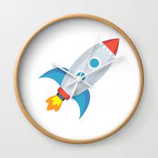 Space Rocket Emoji Wall Clock By Aaron