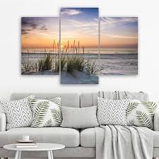 3 Piece Canvas Print Beach Sea Grass