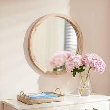 Home Decorators Collection Medium Round Brown Natural Wood Transitional Accent Mirror 24 In Diameter