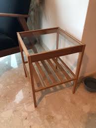Ikea Side Table Glass Bamboo Furniture