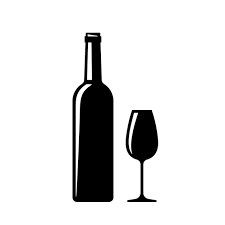 Wine Bottle And Glass Black Icon Vector