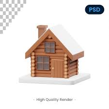 Premium Psd Wooden House 3d Icon