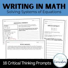 Solving Systems Of Equations Writing