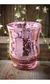 4 Mercury Glass Candle Holder Pink
