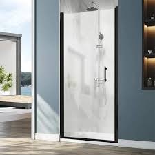 30 In W X 72 In H Frameless Glass Shower Doors Clear Glass In Matte Black
