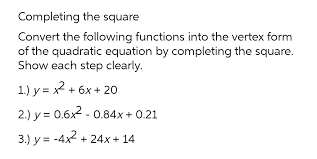 Answered Completing The Square Convert