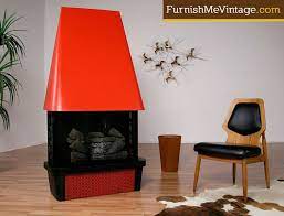 Retro Red Electric Fireplace Modern