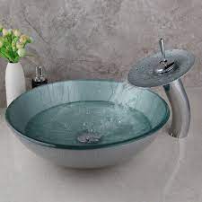 Uk Round Silver Bathroom Glass Basin