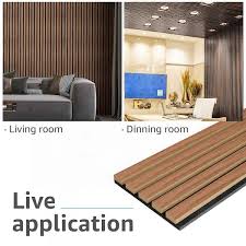 Walnut 0 83 In X 0 65 Ft X 8 Ft Wood Slat Acoustic Panels Mdf Decorative Wall Paneling 4 Piece 21 Sq Ft