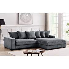 Payan 102 In Square Arm 2 Piece Polyester L Shaped Sectional Sofa In Gray With Chaise