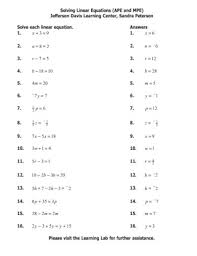 Linear Equations Examples Formula
