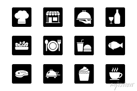 Set Of Restaurant Icon With Black And