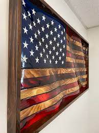3d Wavy Rustic Wooden American Flag