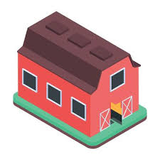 An Isometric Icon Showing Barn Building