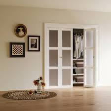 Ark Design 72 In X 80 In 3 Lite Frosting Glass Mdf White Finished Closet Bi Fold Door With Hardware