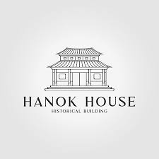 Line Art Hanok House Logo Icon Vector