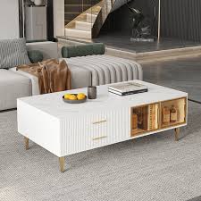Cofab Modern White Coffee Table With 2
