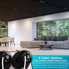 Luxrite Double Head Adjustable Led Recessed Lights 24w 5 Color Selectable 1400lm Dimmable Wet Rated Ic Rated Black