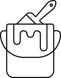 Paint Bucket With Brush Icon In Line