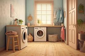 Laundry Room Interior With Washing