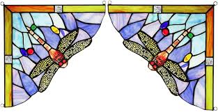 Capulina 1 Pair Dragonfly Stained Glass