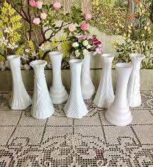 8 Milk Glass Vase Set Of Vases For